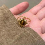 Gold Sunflower Tiger Eye Ring