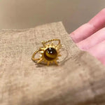 Gold Sunflower Tiger Eye Ring
