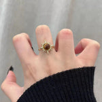 Gold Sunflower Tiger Eye Ring
