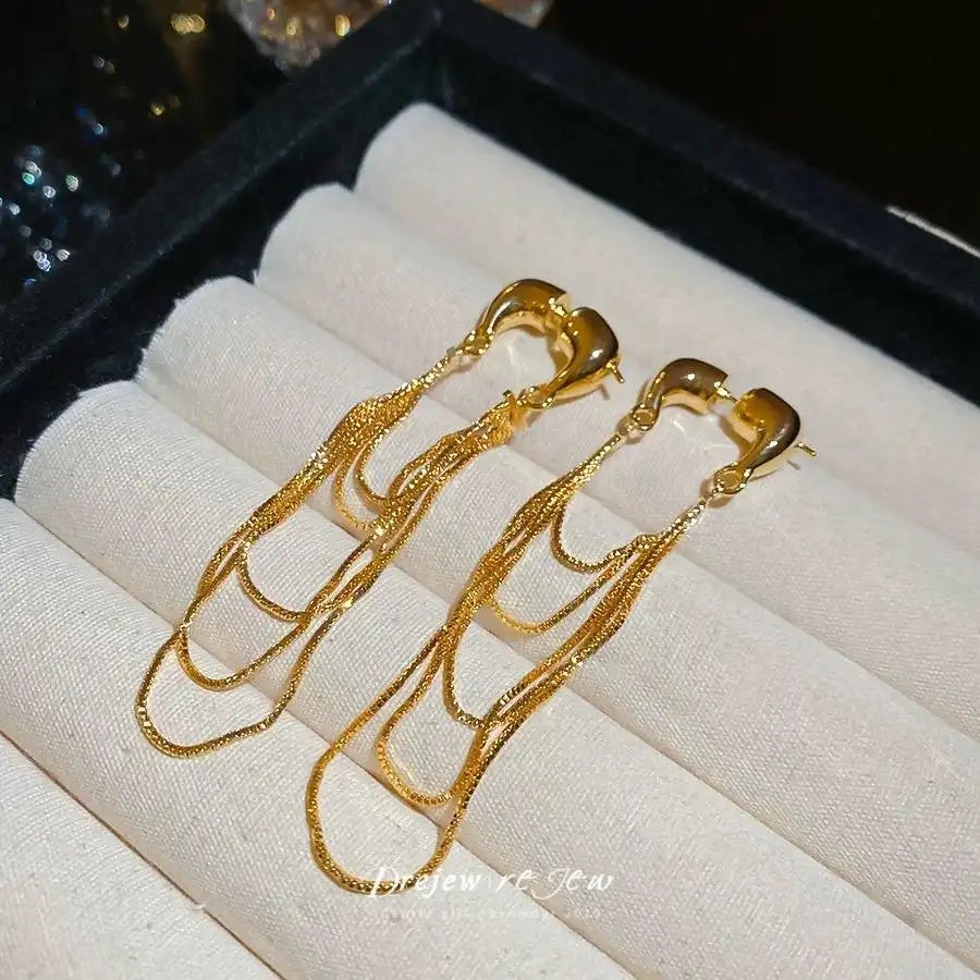 Gold Tassel Drop Earrings