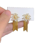 Gold Tassel Flower Dual-Wear Drop Earrings