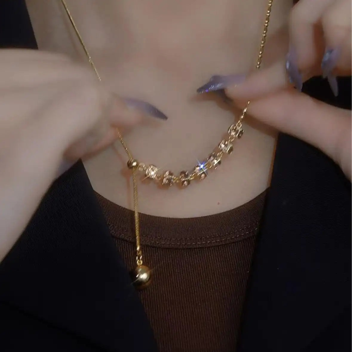 Gold Tassel Pendant Necklace