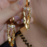 Gold Tassel Wheat Ear Drop Earrings