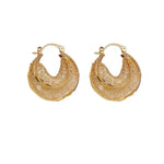 Gold Textured Leaf Hoop Earrings