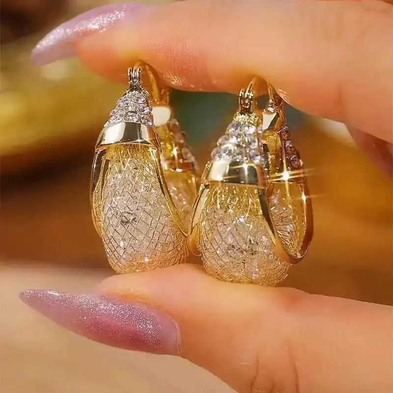 Gold Thread Mesh Earrings
