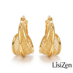 Gold Thread Mesh Hoop Earrings