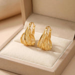 Gold Thread Mesh Hoop Earrings