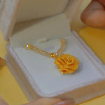 Gold-Tone Rose and Pearl Pendant Necklace