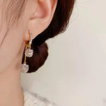 Gold Triple Crystal Ball Drop Earrings