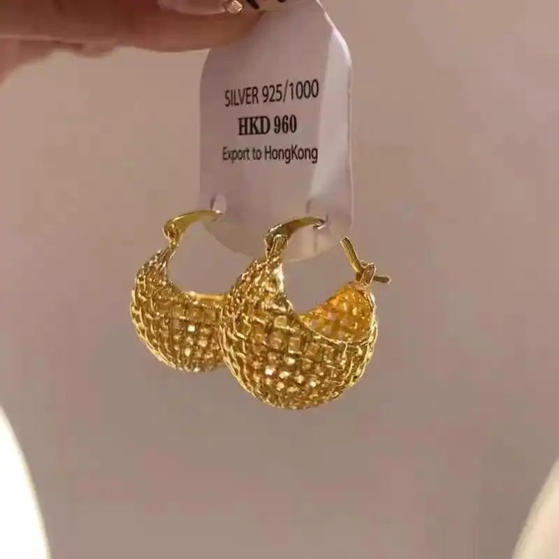Gold Vegetable Basket Earrings