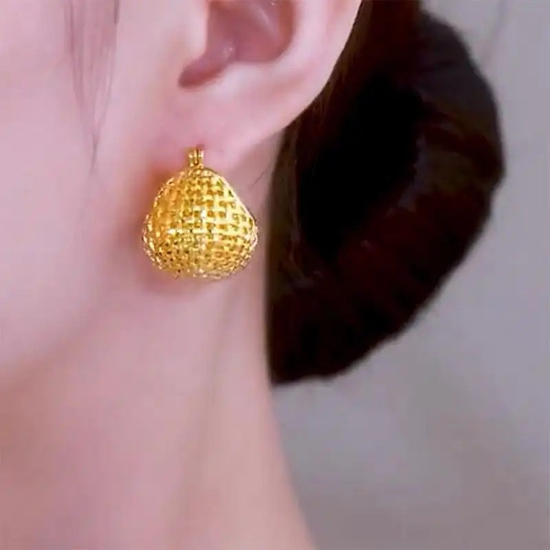 Gold Vegetable Basket Earrings