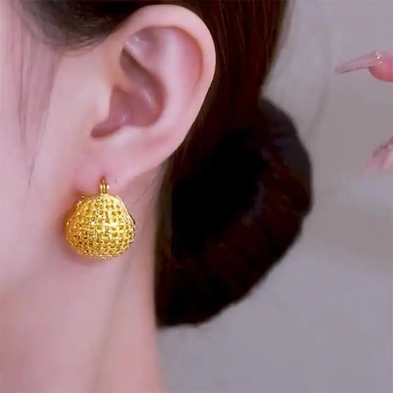 Gold Vegetable Basket Earrings