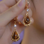 Gold Wire Mesh Coffee 14k Drop Earrings