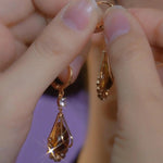 Gold Wire Mesh Coffee 14k Drop Earrings