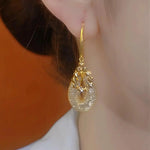 Gold Wire Mesh Teardrop Drop Earrings