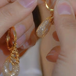 Gold Wire Mesh Teardrop Drop Earrings