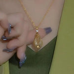 Gold Wire Teardrop Necklace