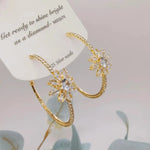 Gorgeous Exaggerated Crystal Ice Flower Hoop Earrings