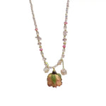 Gorgeous Floral Dew Pink Rose Necklace