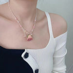 Gorgeous Floral Dew Pink Rose Necklace