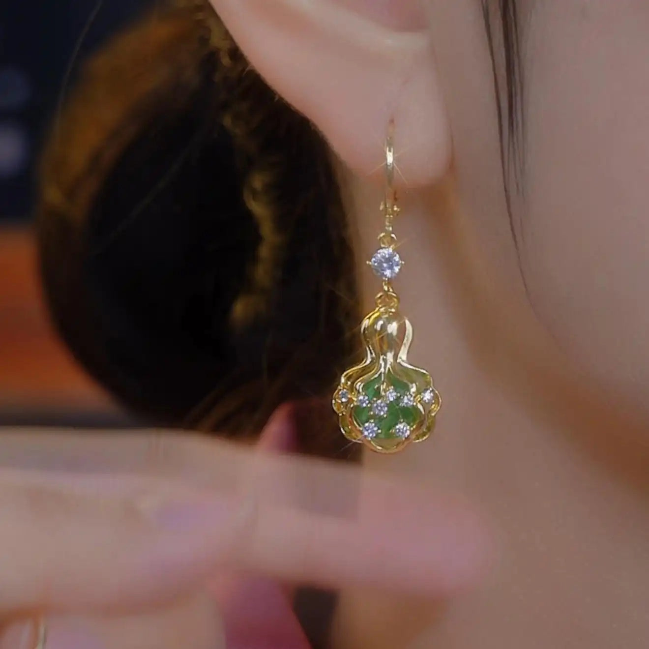 Gourd Gold Drop Earrings