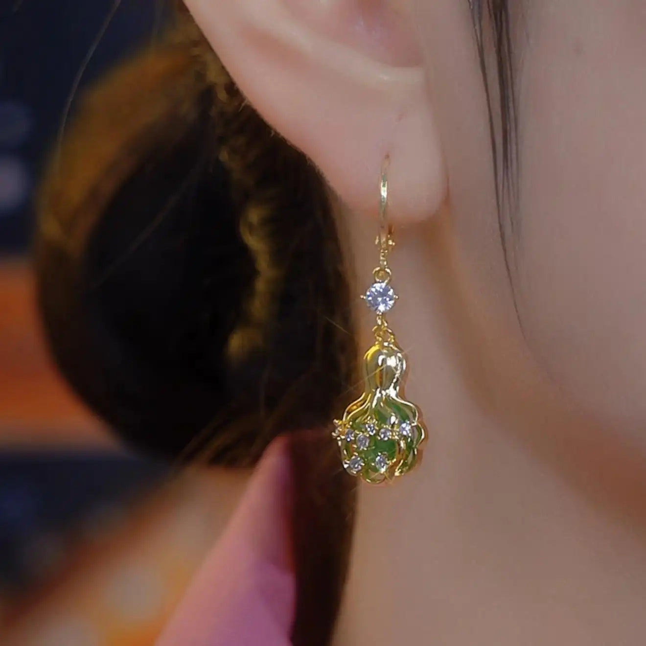 Gourd Gold Drop Earrings