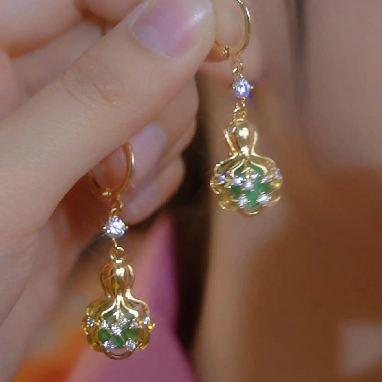 Gourd Gold Drop Earrings