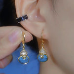 Gourd Sparkly Green Crystal Drop Earrings