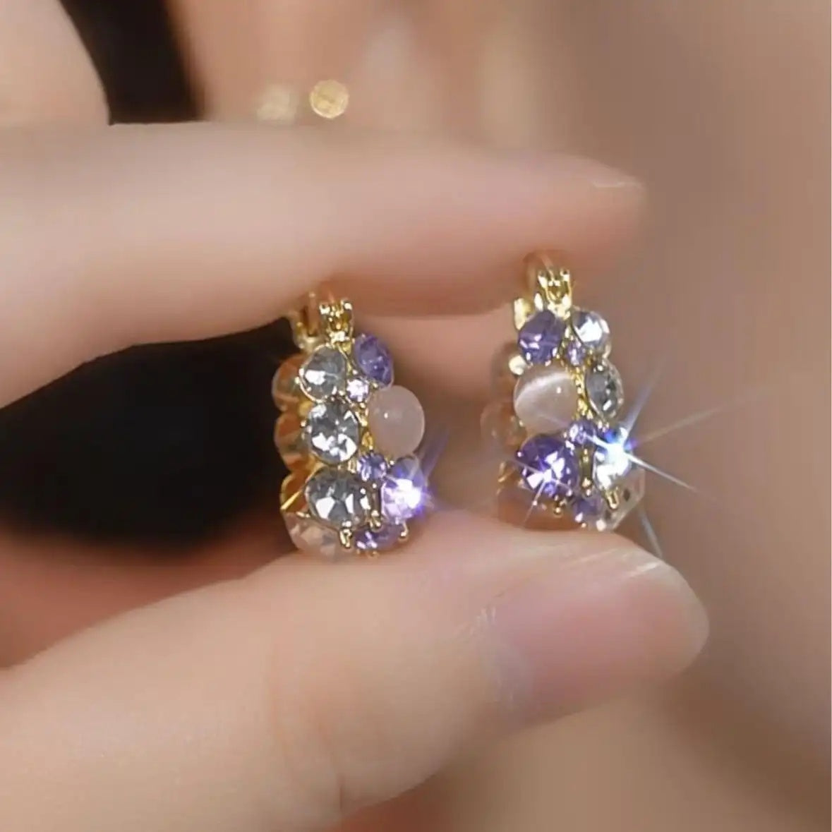 Gradient Crystal Hoop Earrings
