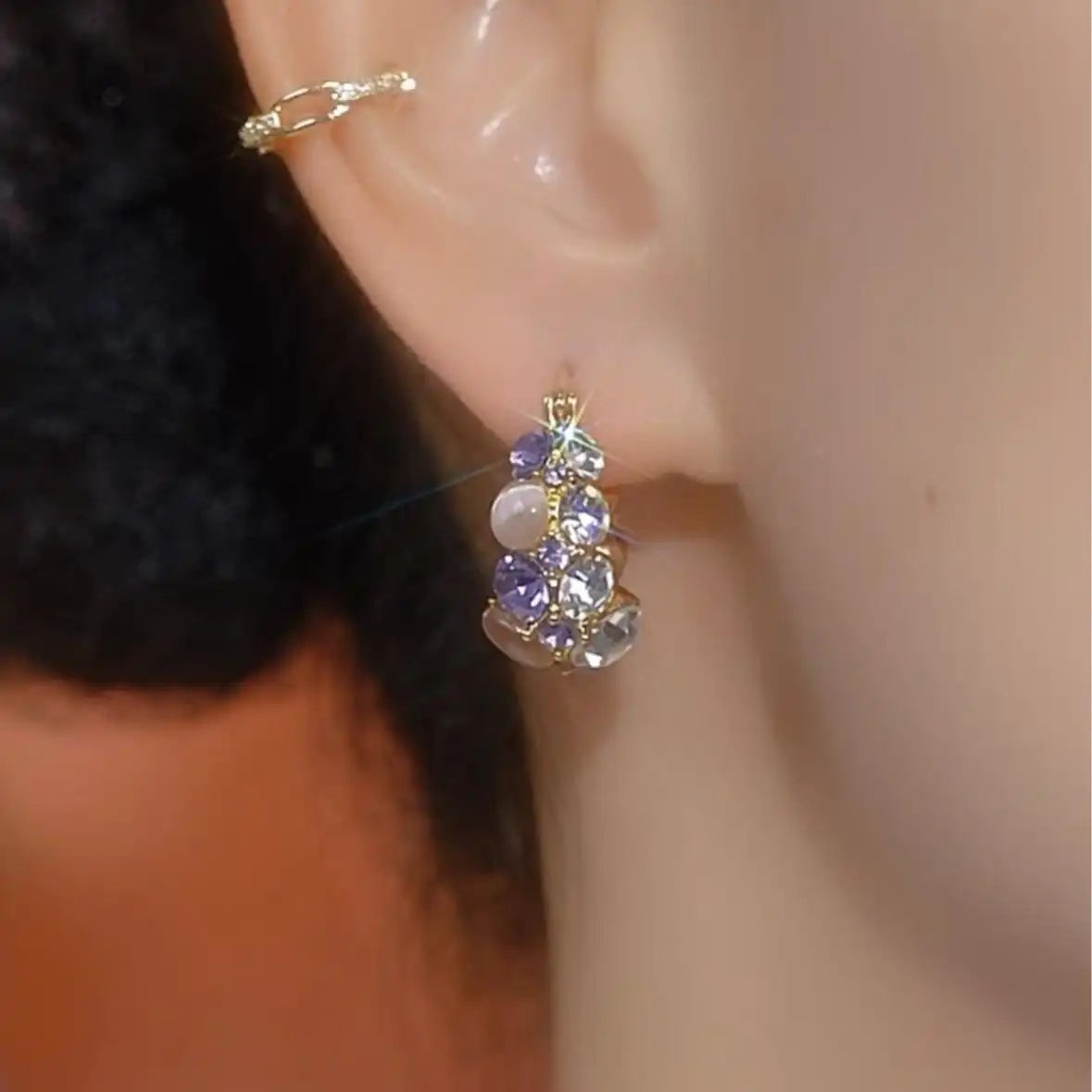 Gradient Crystal Hoop Earrings