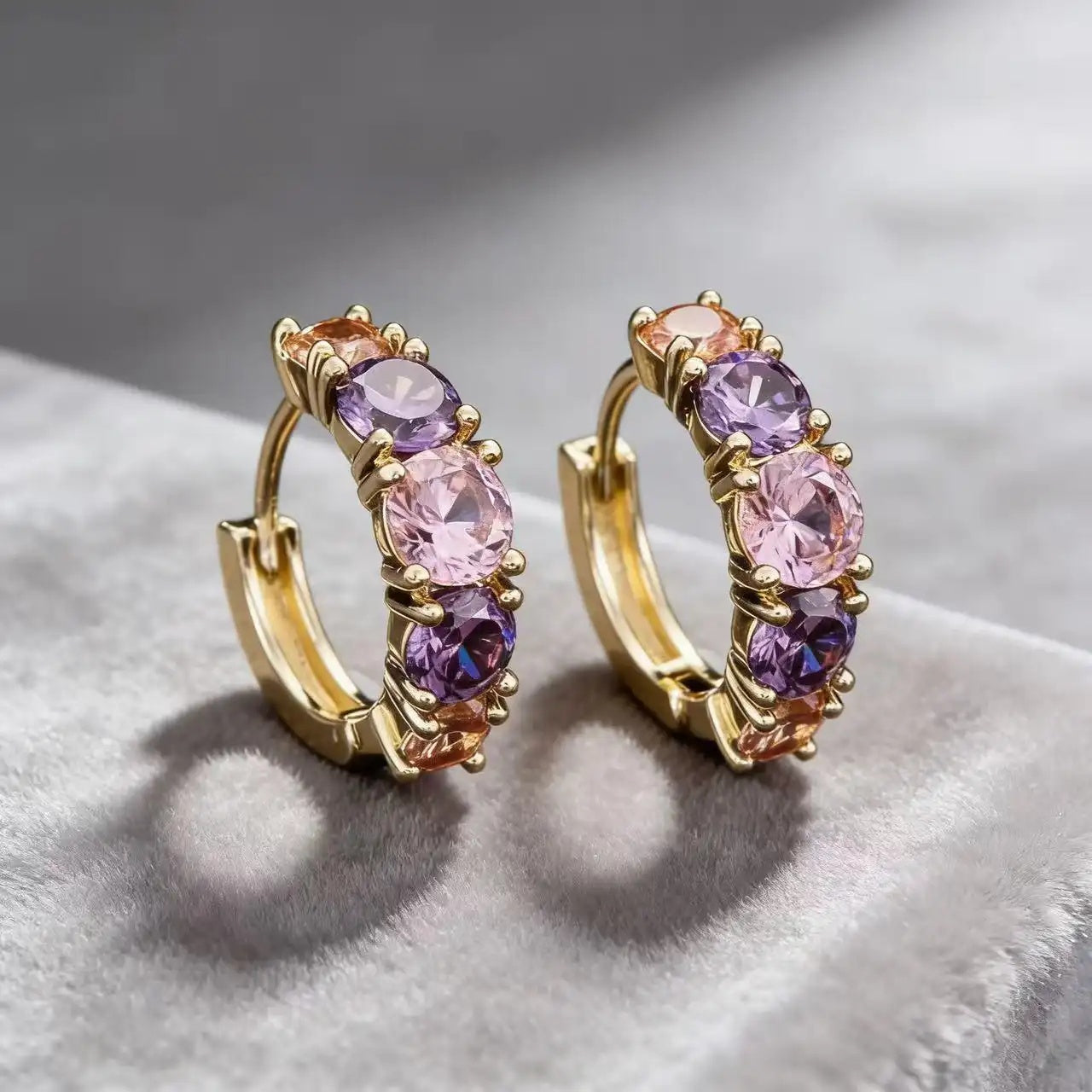 Gradient Gemstone Hoop Earrings