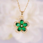 Green and Purple Flower Pendant Necklace
