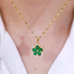 Green and Purple Flower Pendant Necklace