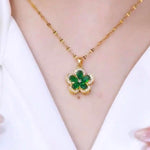 Green and Purple Flower Pendant Necklace