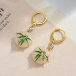 Green Bamboo Oriental Earrings