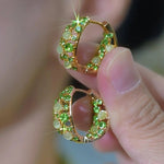 Green Circle Hoop Earrings