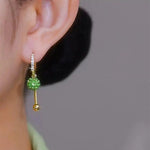 Green Crystal Ball Hoop Earrings