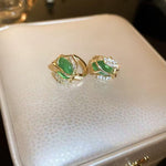 Green Crystal Cat Eye Tulip Earrings