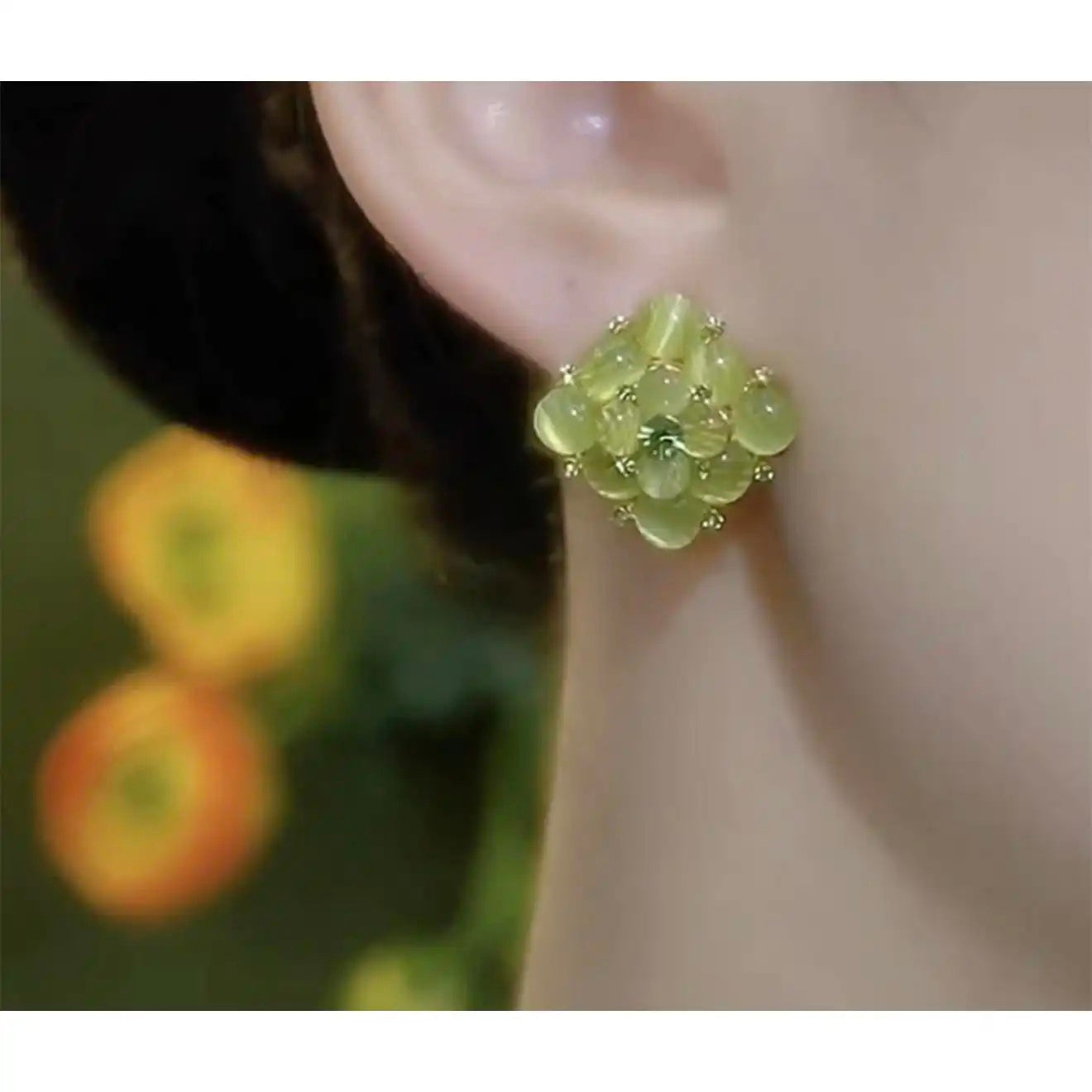 Green Crystal Cold Geometric Earrings