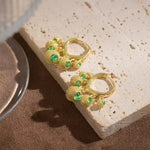 Green Crystal Durian Ball Hoop Earrings