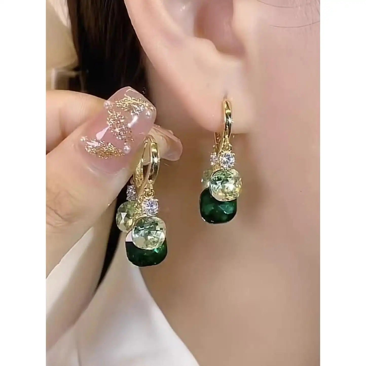 Green Crystal Earrings