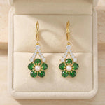Green Crystal Flower Earrings