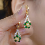 Green Crystal Flower Earrings