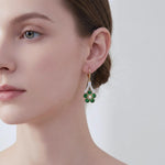 Green Crystal Flower Earrings
