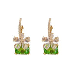Green Crystal Flower Hoop Earrings