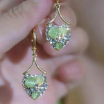 Green Crystal Heart Drop Earrings