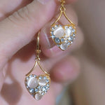 Green Crystal Heart Drop Earrings