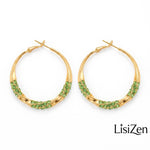 Green Crystal Large Hoop Earrings