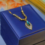 Green Crystal Leaf Pendant Necklace