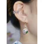 Green Crystal Pomegranate Lotus Earrings